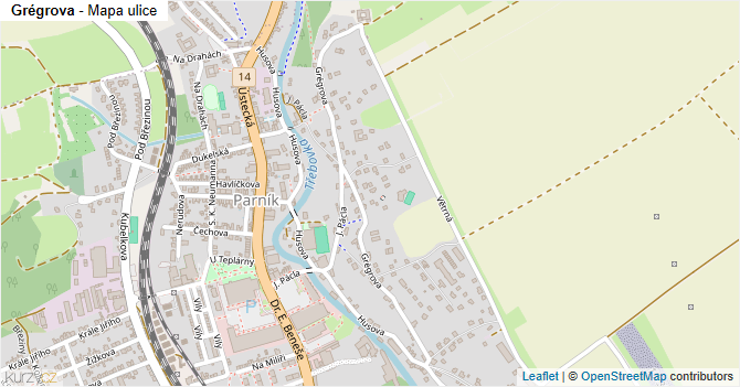 Grégrova - mapa ulice