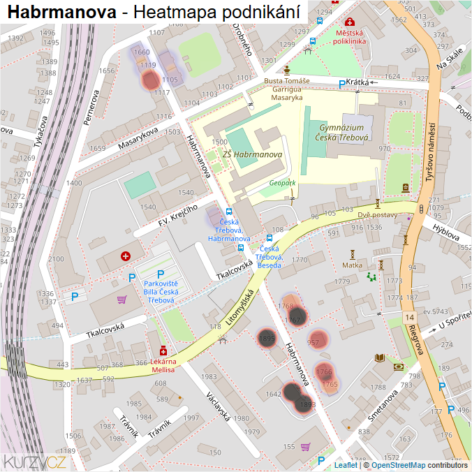 Mapa Habrmanova - Firmy v ulici.
