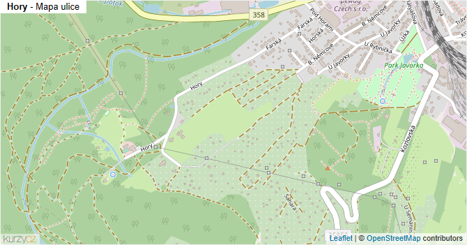 Hory - mapa ulice