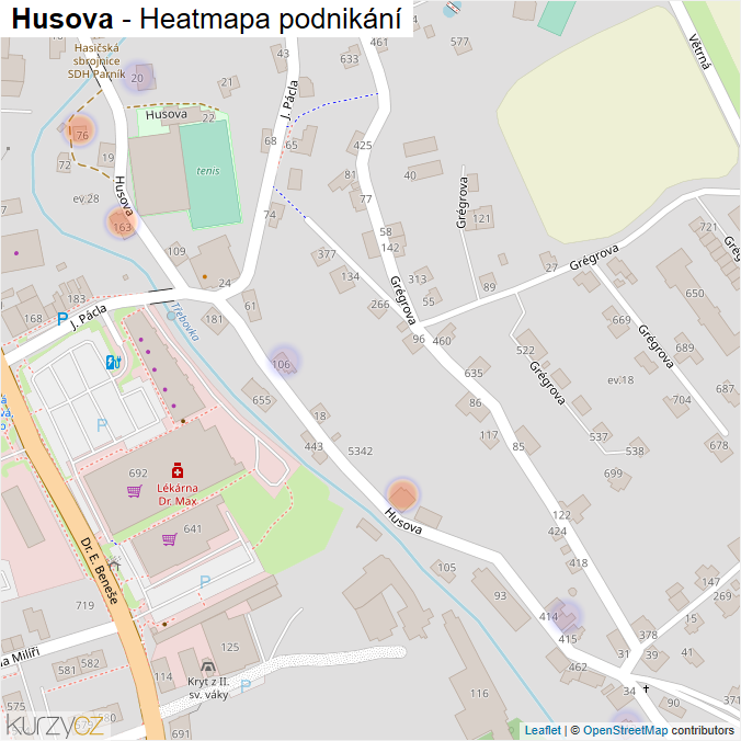 Mapa Husova - Firmy v ulici.