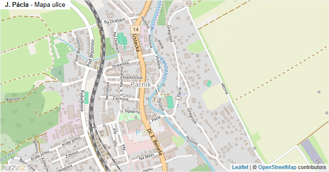 J. Pácla - mapa ulice