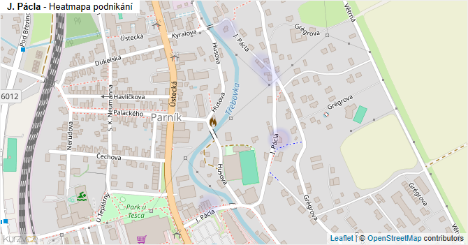 J. Pácla - mapa podnikání