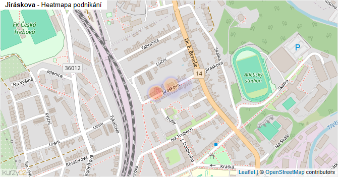 Jiráskova - mapa podnikání