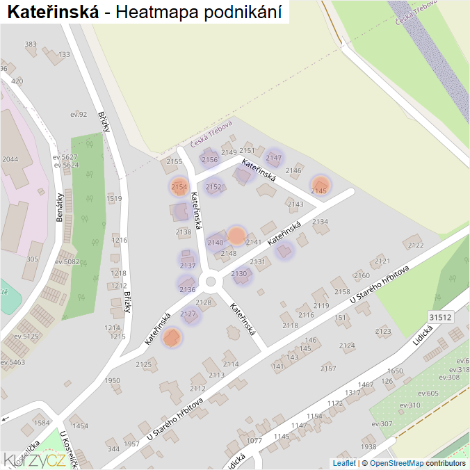 Mapa Kateřinská - Firmy v ulici.