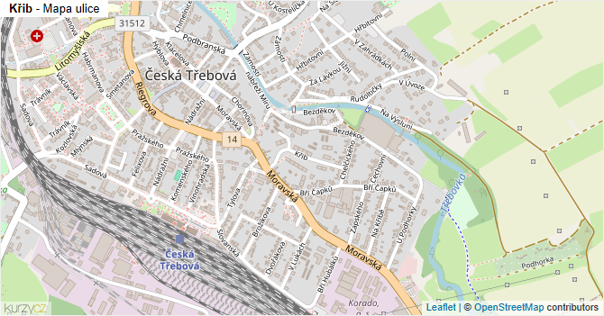 Křib - mapa ulice