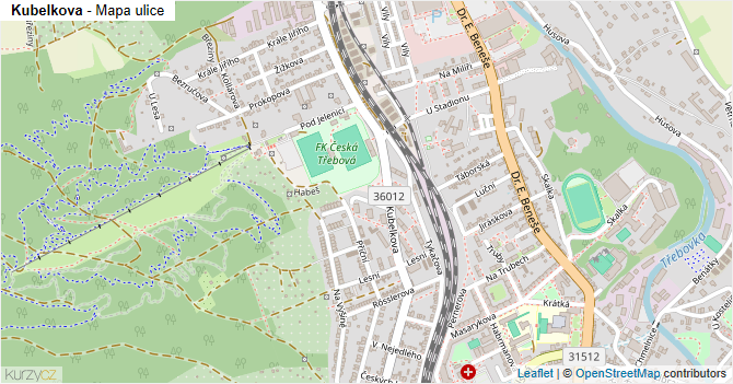 Kubelkova - mapa ulice