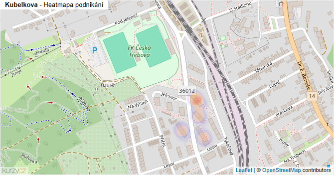 Kubelkova - mapa podnikání