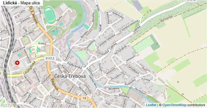 Lidická - mapa ulice