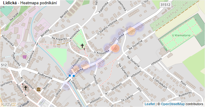 Lidická - mapa podnikání