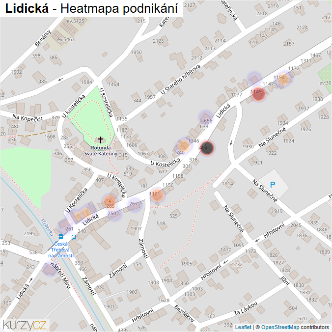 Mapa Lidická - Firmy v ulici.