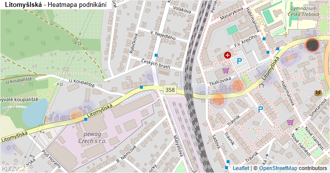 Litomyšlská - mapa podnikání