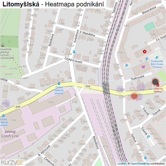 Mapa Litomyšlská - Firmy v ulici.