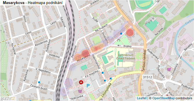 Masarykova - mapa podnikání