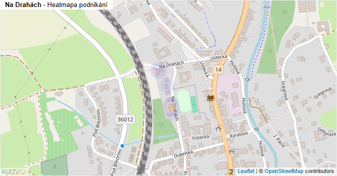 Na Drahách - mapa podnikání