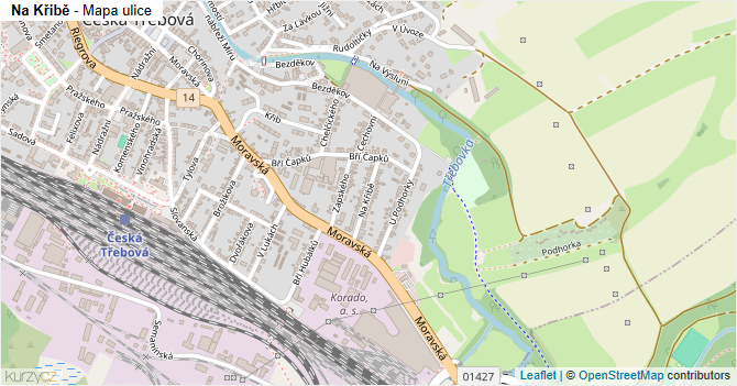 Na Křibě - mapa ulice