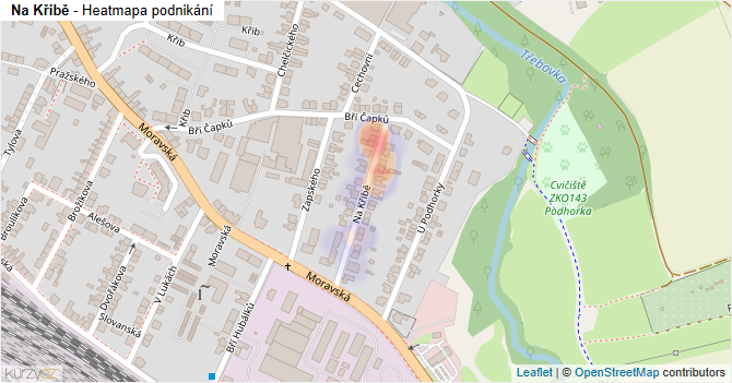 Na Křibě - mapa podnikání
