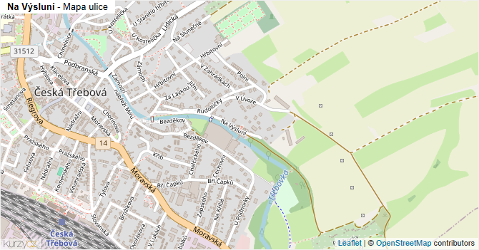 Na Výsluní - mapa ulice