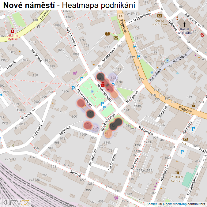 Mapa Nové náměstí - Firmy v ulici.
