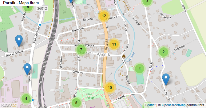 Parník - mapa firem