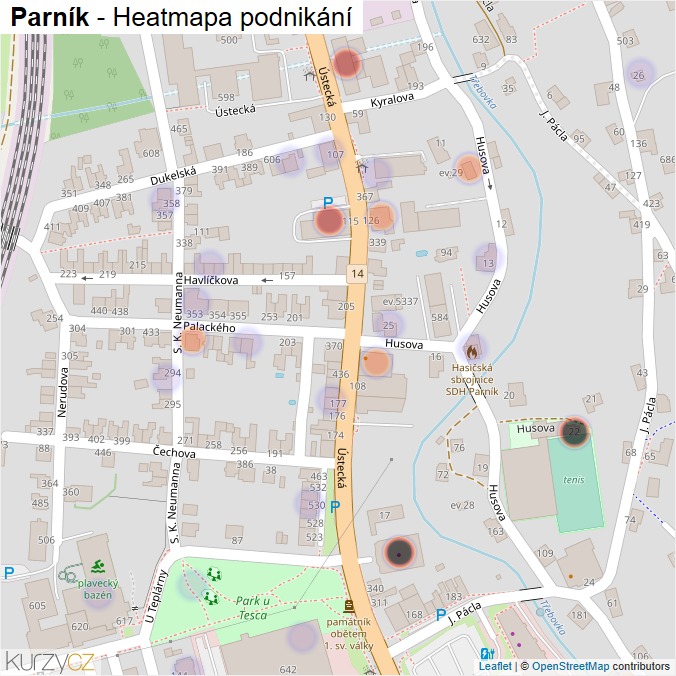 Mapa Parník - Firmy v části obce.
