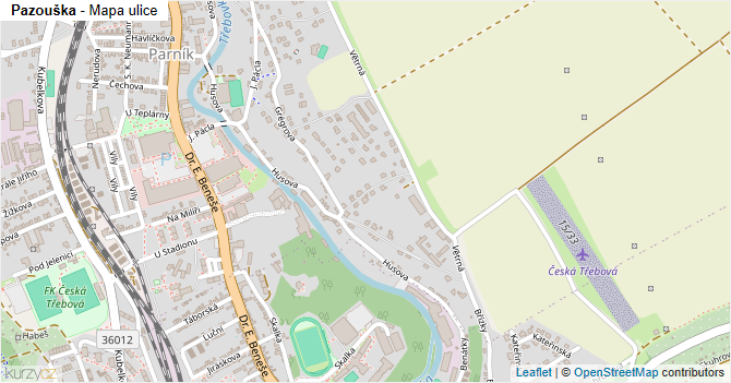 Pazouška - mapa ulice