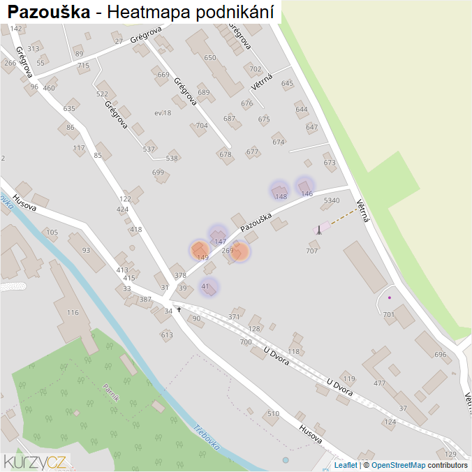Mapa Pazouška - Firmy v ulici.