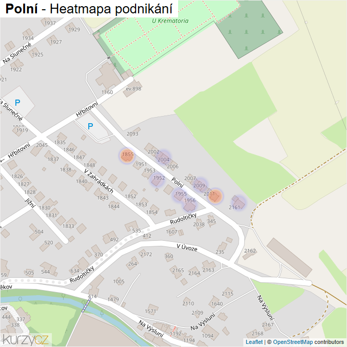 Mapa Polní - Firmy v ulici.