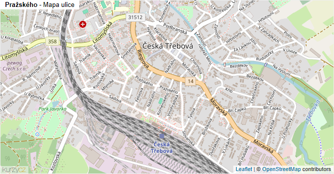 Pražského - mapa ulice