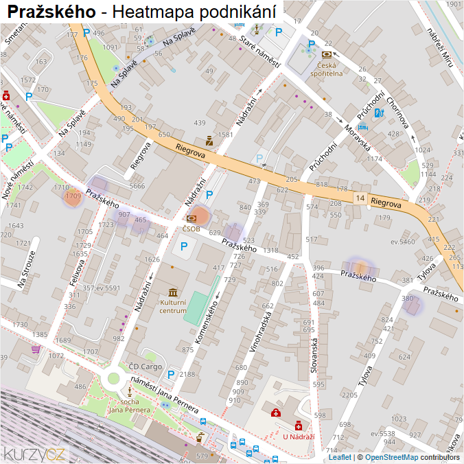 Mapa Pražského - Firmy v ulici.