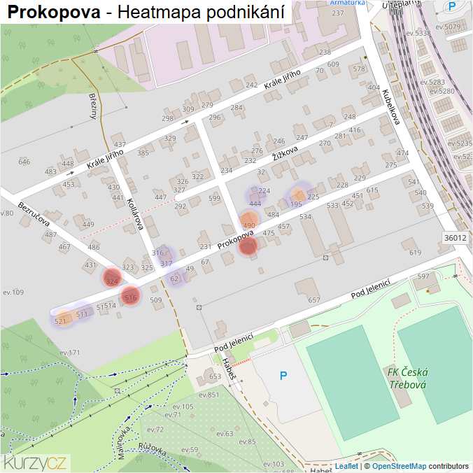 Mapa Prokopova - Firmy v ulici.