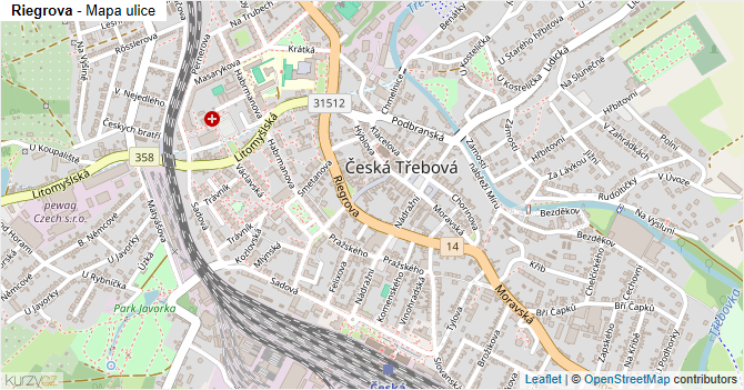 Riegrova - mapa ulice
