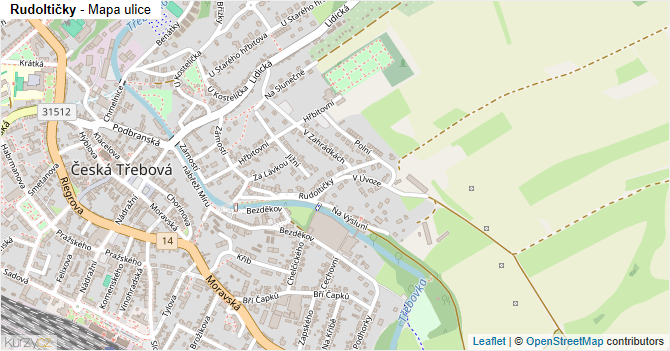 Rudoltičky - mapa ulice