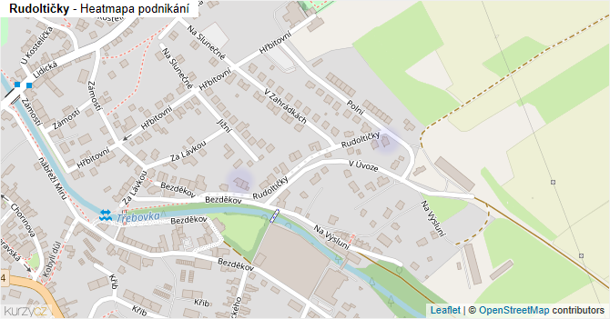 Rudoltičky - mapa podnikání