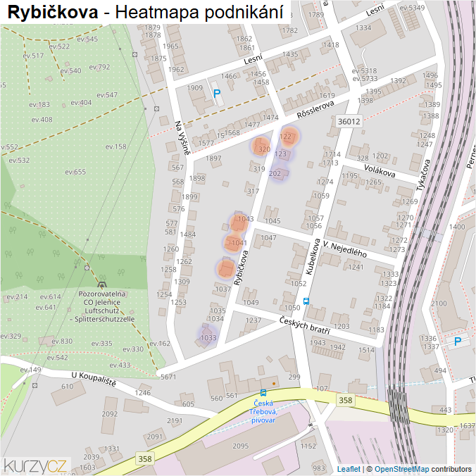 Mapa Rybičkova - Firmy v ulici.