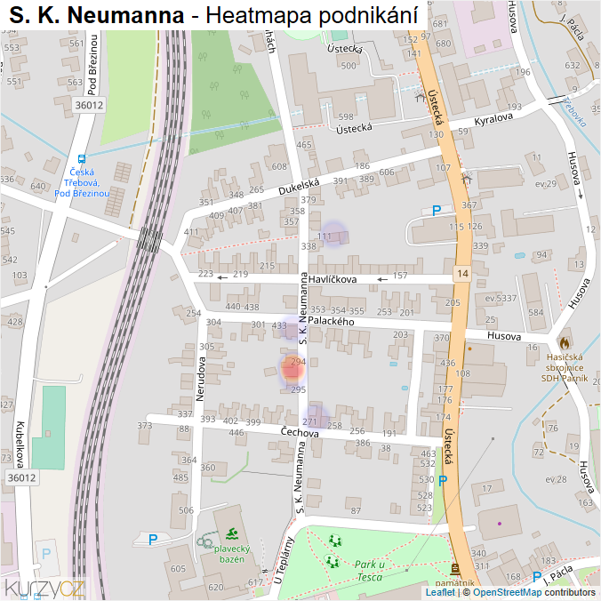 Mapa S. K. Neumanna - Firmy v ulici.