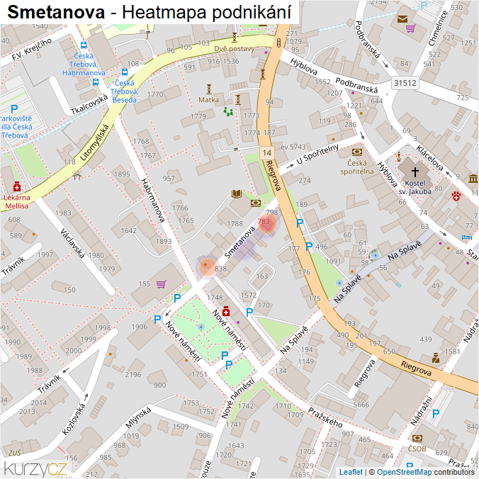 Mapa Smetanova - Firmy v ulici.