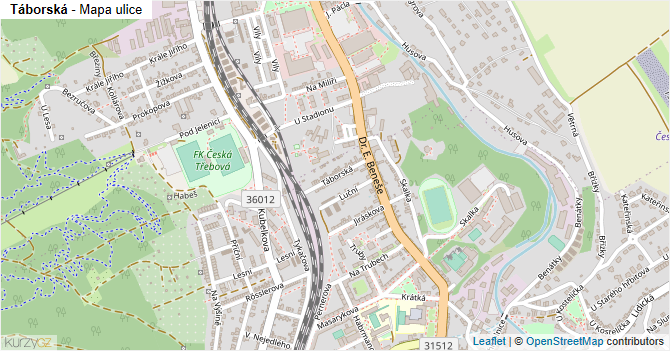 Táborská - mapa ulice