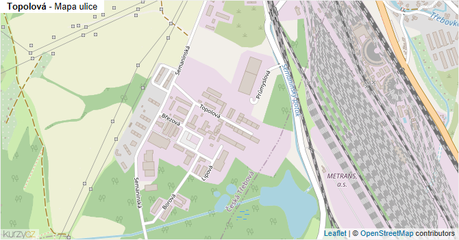 Topolová - mapa ulice