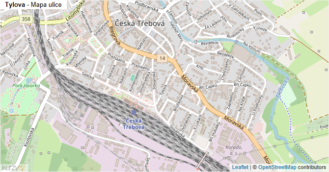 Tylova - mapa ulice