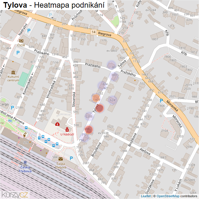 Mapa Tylova - Firmy v ulici.