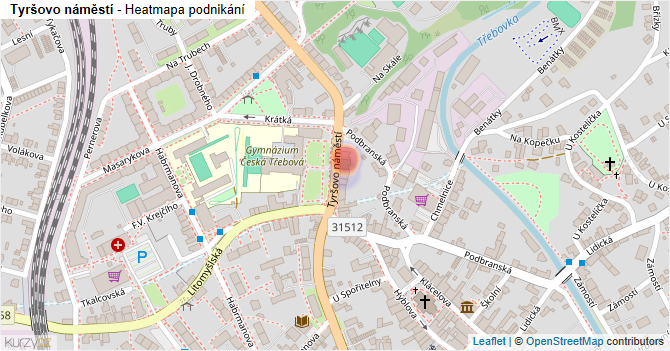 Tyršovo náměstí - mapa podnikání