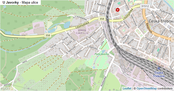U Javorky - mapa ulice
