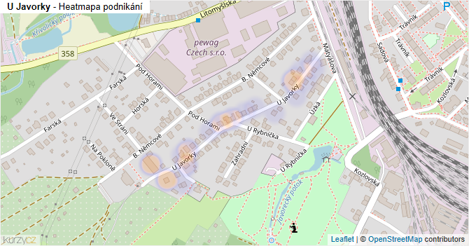 U Javorky - mapa podnikání