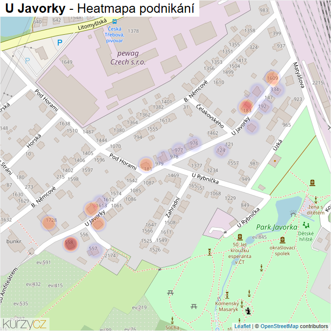 Mapa U Javorky - Firmy v ulici.