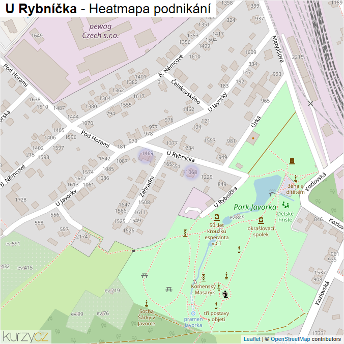 Mapa U Rybníčka - Firmy v ulici.