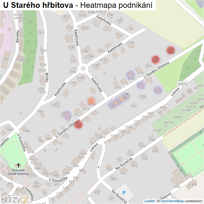 Mapa U Starého hřbitova - Firmy v ulici.