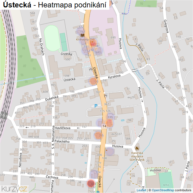 Mapa Ústecká - Firmy v ulici.