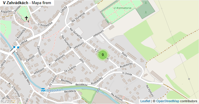 V Zahrádkách - mapa firem