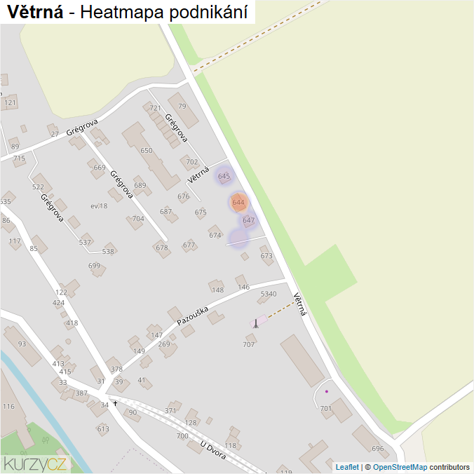 Mapa Větrná - Firmy v ulici.