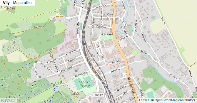 Vily - mapa ulice